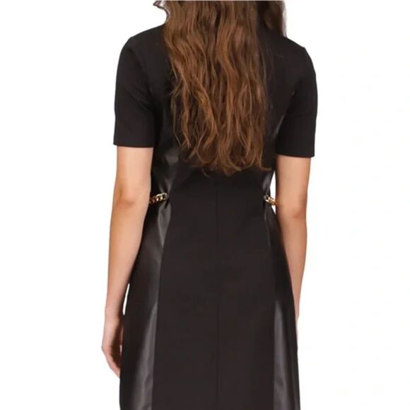 Michael Kors‎ Faux-Leather Gold Chain Dress, Black, Size Small NWT - Picture 3 of 3